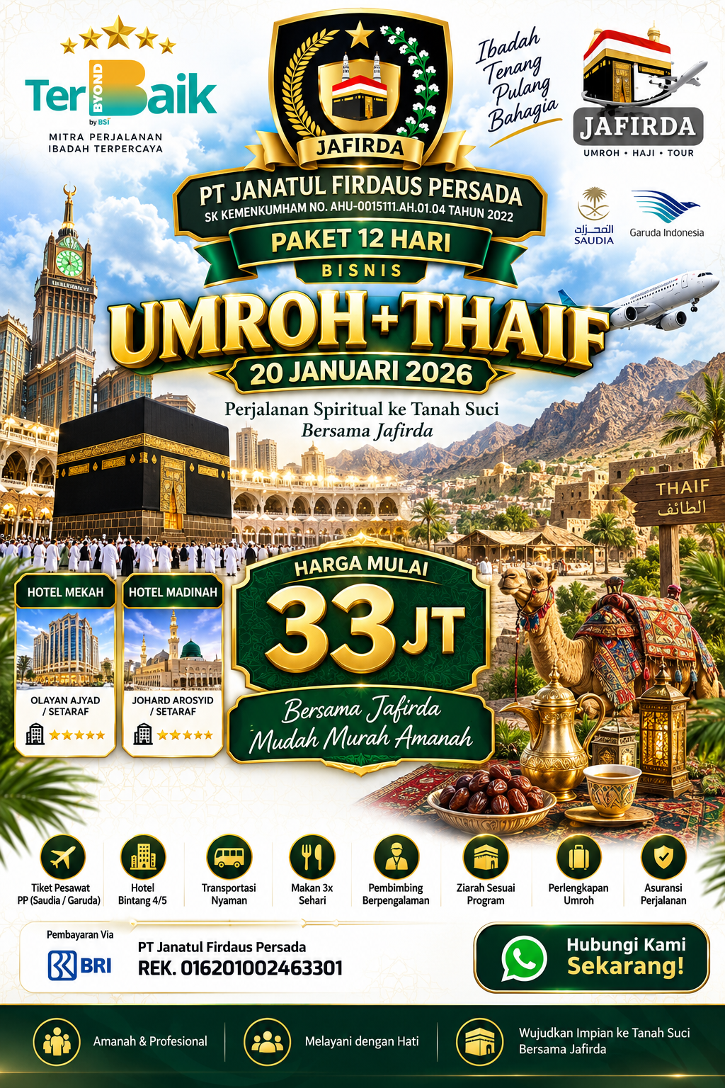 Umroh + Thaif 12 Hari Bisnis